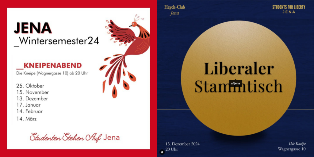 Kneipenabend von Stauf und „Liberaler Stammtisch“ vom Hayek-Club Jena und „Students for Liberty Jena“ fanden am 13. Dezember 2024 zur gleichen Zeit am gleichen Ort statt